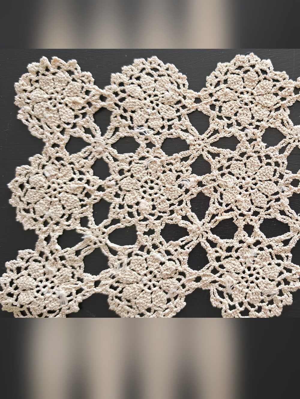 Hand made chrochet accent piece with very fine and rare stitching.